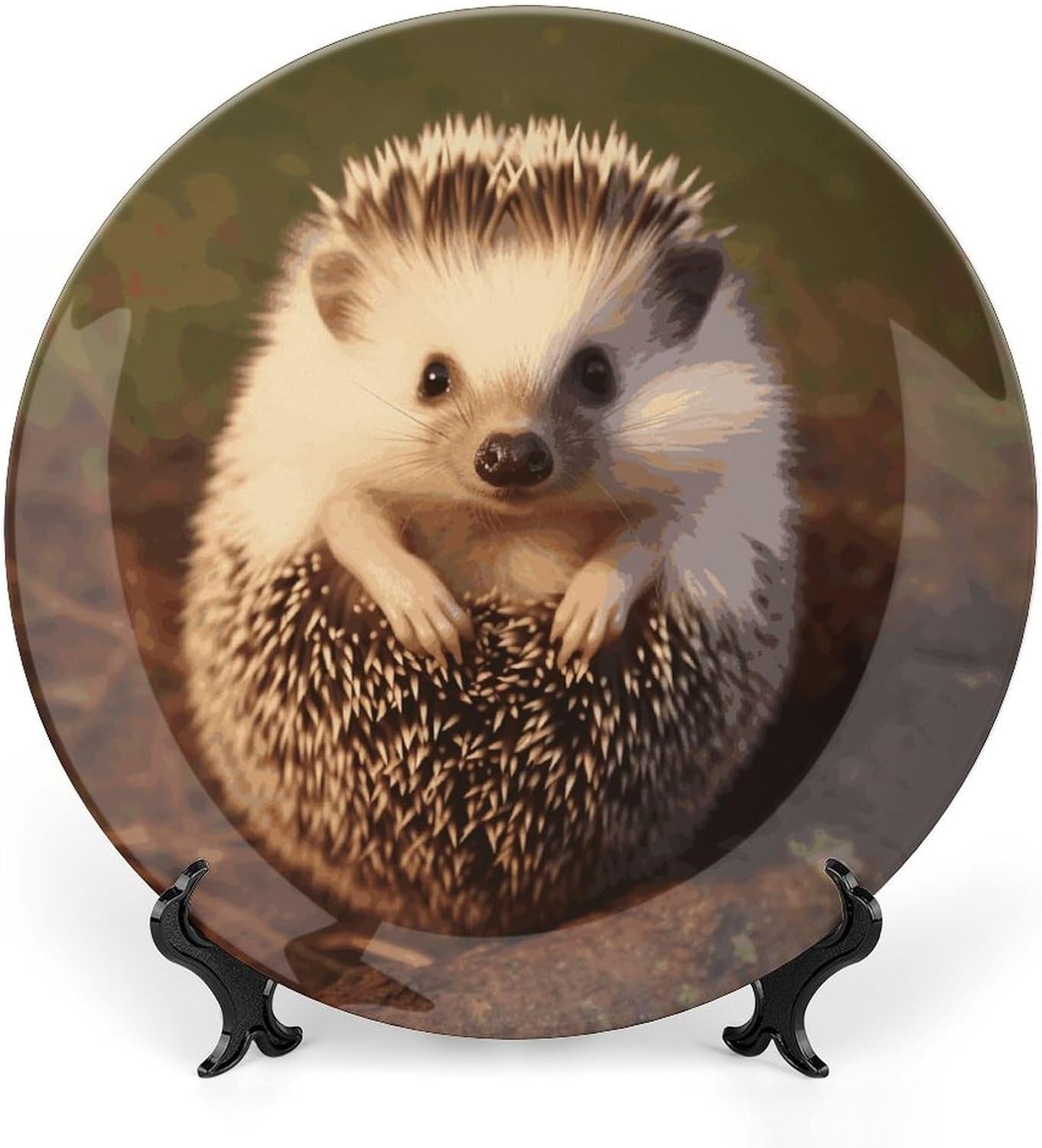 Baby Hedgehog Bone China Decorative Plate Exquisite Ornamental Wall Hanging Platter 6/7/8/10 Inch Vintage Art Ceramic Decor Dish for Home Tabletop Decor Housewarming Gift