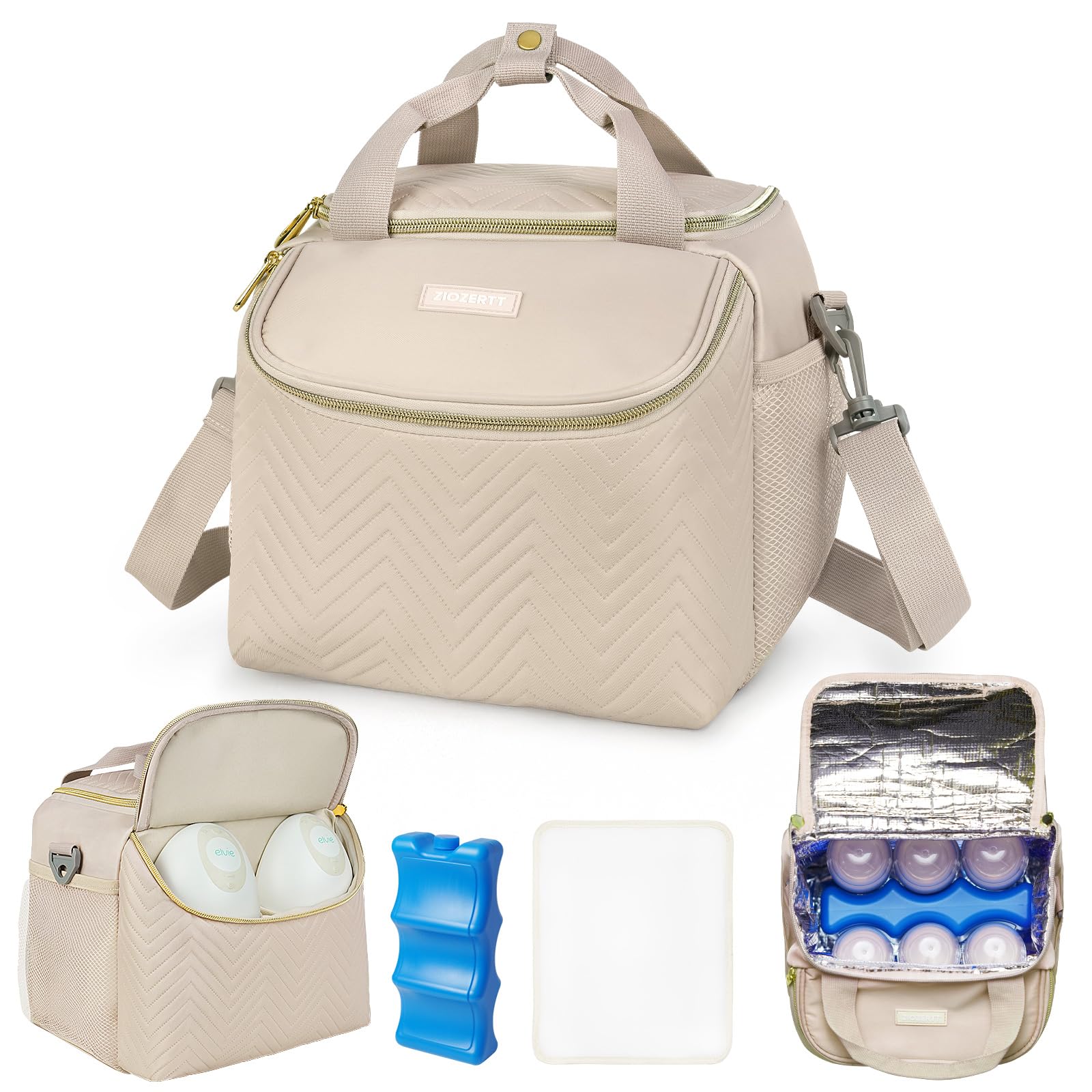 Wearable Breast Pump Bag,Breastmilk Cooler Travel Bag Compatible with Momcozy/Eufy/Elvie/Willow/Medela Breast Pump with Ice Pack and Water Resistent