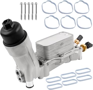 Aluminum Engine Cooler Housing Adapter oil filter housing Compatible with Charger, Journey, Avenger, Durango, Challenger, Cherokee, Wrangler, Grand Cherokee, Replaces 68105583AB, 926-959, 926-876