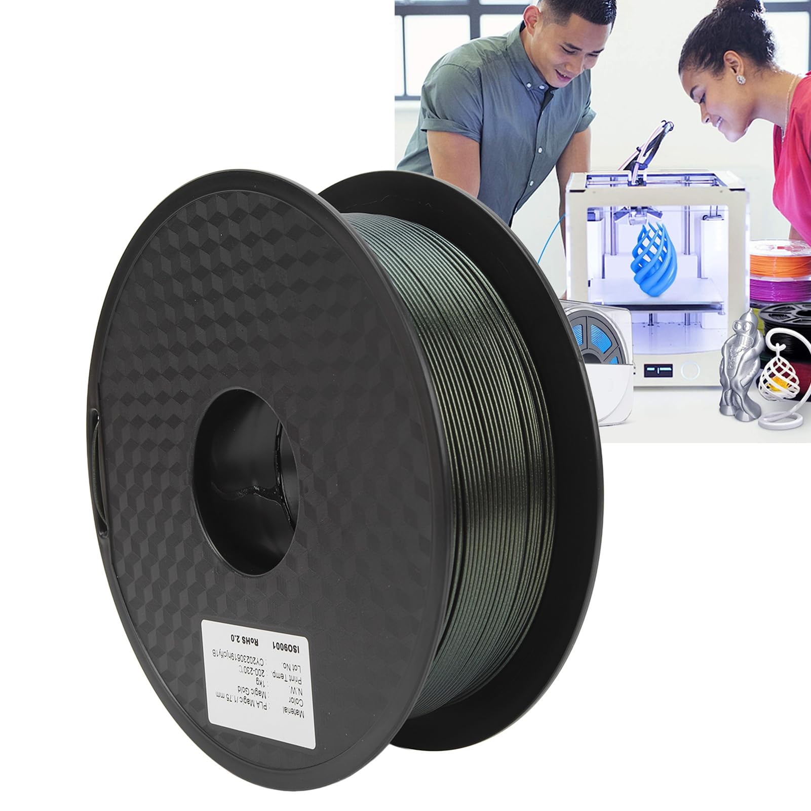 Drukowanie 3D Filament PLA Premium w kolorze złotym, wysokowydajny materiał eksploatacyjny do drukarek 3D o średnicy 1,75 mm dla profesjonalnych entuzjastów i twórców druku 3D