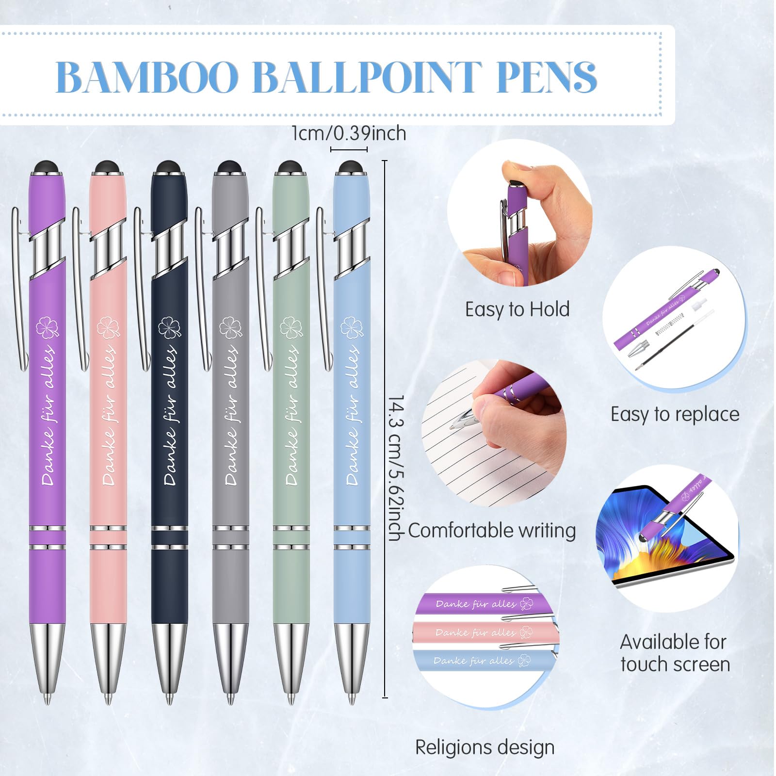 Sinmoe 6 Sets Dankeschön Geschenke für Kollegen 6 Spirale Notizblock, 6 Kugelschreiber mit Touchpen Abschiedsgeschenk für Kollegen Motivierendes Geschenkset für Weihnachten(Danke für Alles)