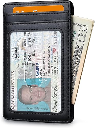 Miniatura 2 de Buffway Billetera delgada para hombre minimalista bolsillo frontal de cuero con bloqueo RFID para trabajo y viajes Seattle Negro talla única atlanta