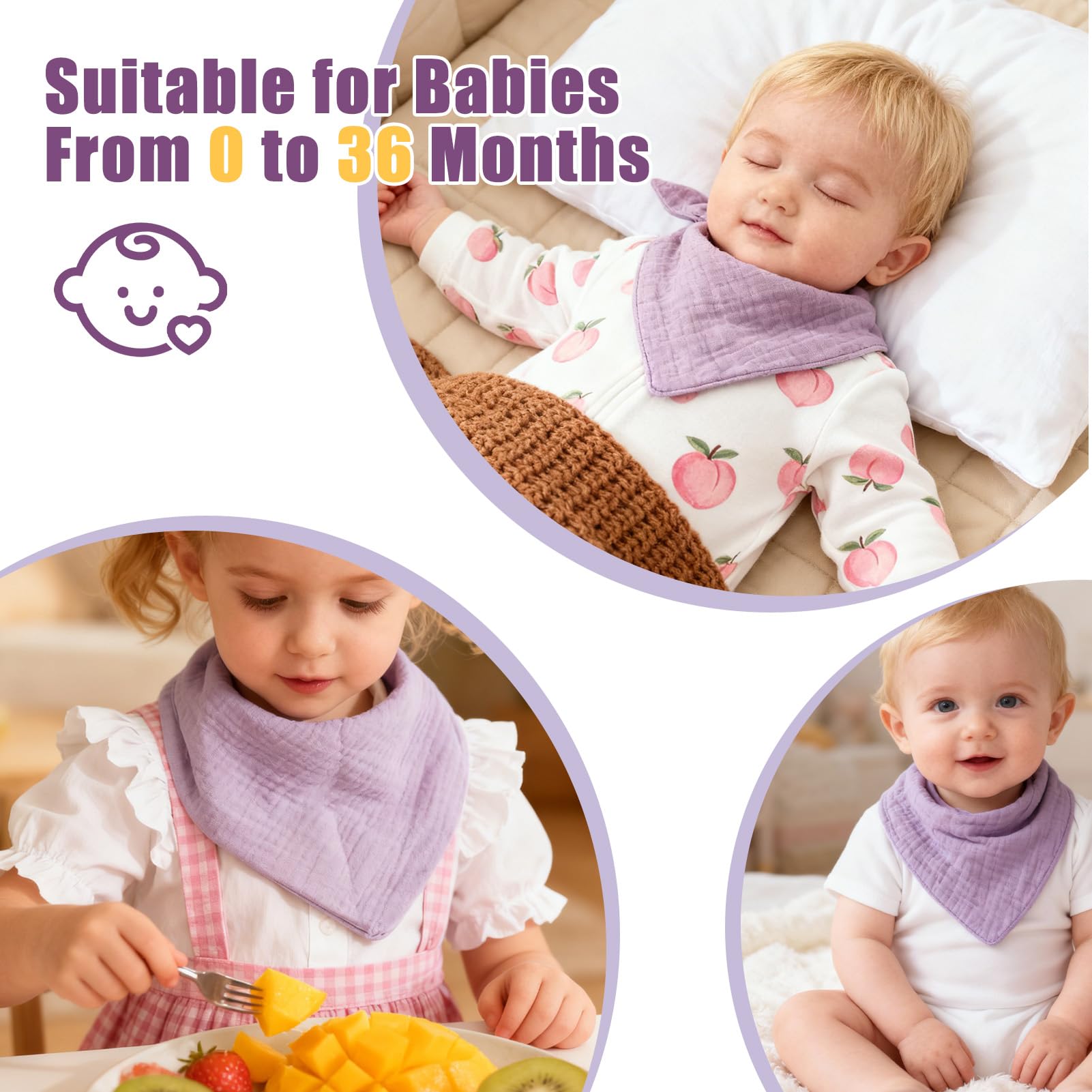 Tacitmeet 10 Pack Baby Bibs Muslin Dribble Bibs - Image 3