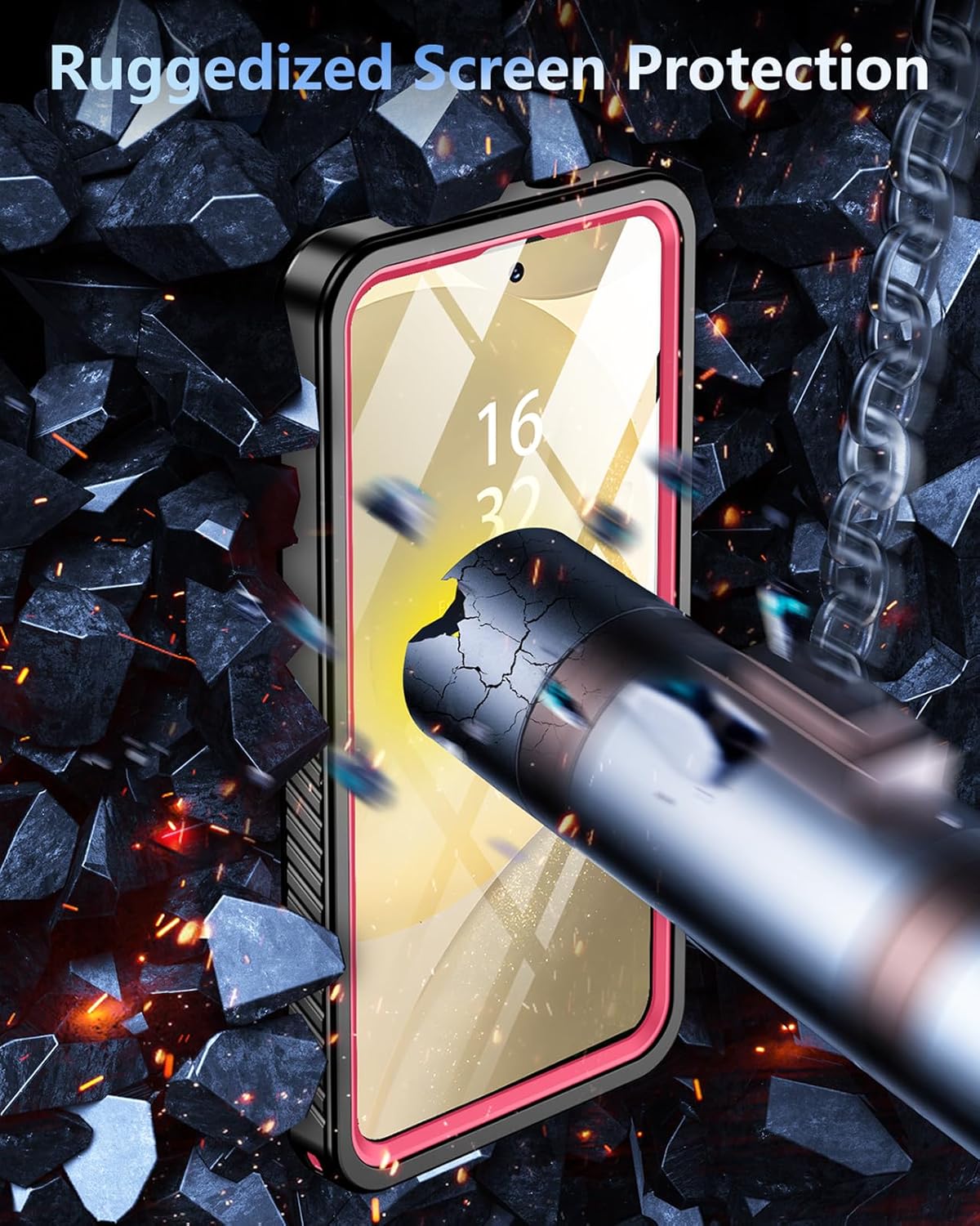 Oterkin for Samsung Galaxy S24 Case Waterproof, Galaxy S24 Case with Built-in Screen Protector [Support Fingerprint Unlock][360°Full Body Protection][12FT Military Grade] Rugged S24 Phone Case (Pink)