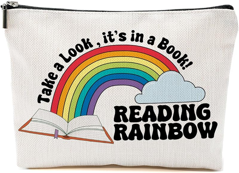 Necessaire de maquiagem BQXH Bookish com zíper, estampa multicolorida, 20,07 x 18,03 x 0,51 cm