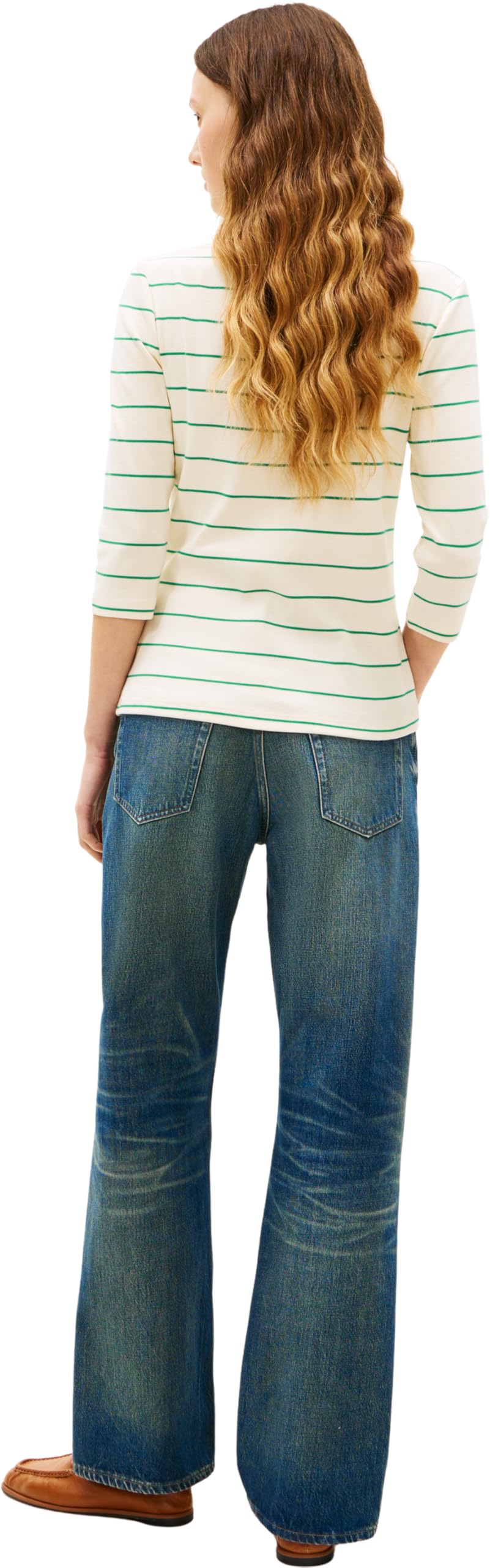 Tommy Hilfiger Damen Langarmshirt New Cody Slim U-Boot-Ausschnitt, Elfenbein (Fine STP Calico/Courtside Green), XL – Ansicht 2