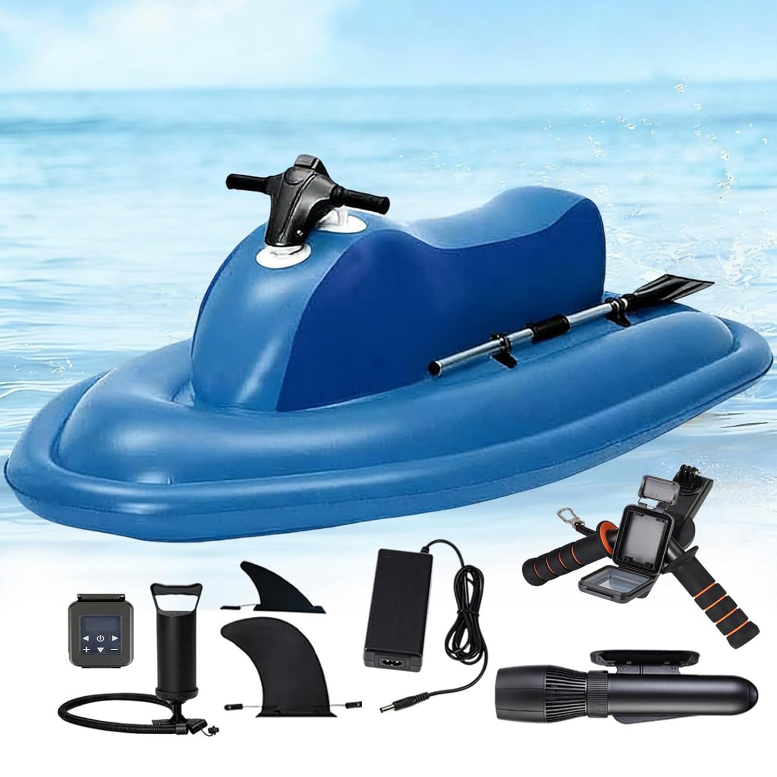 LHUITUI Upgraded 2-Person Inflatable Jet Boat, Inflatable Boat Jet Ski With Motor 500W