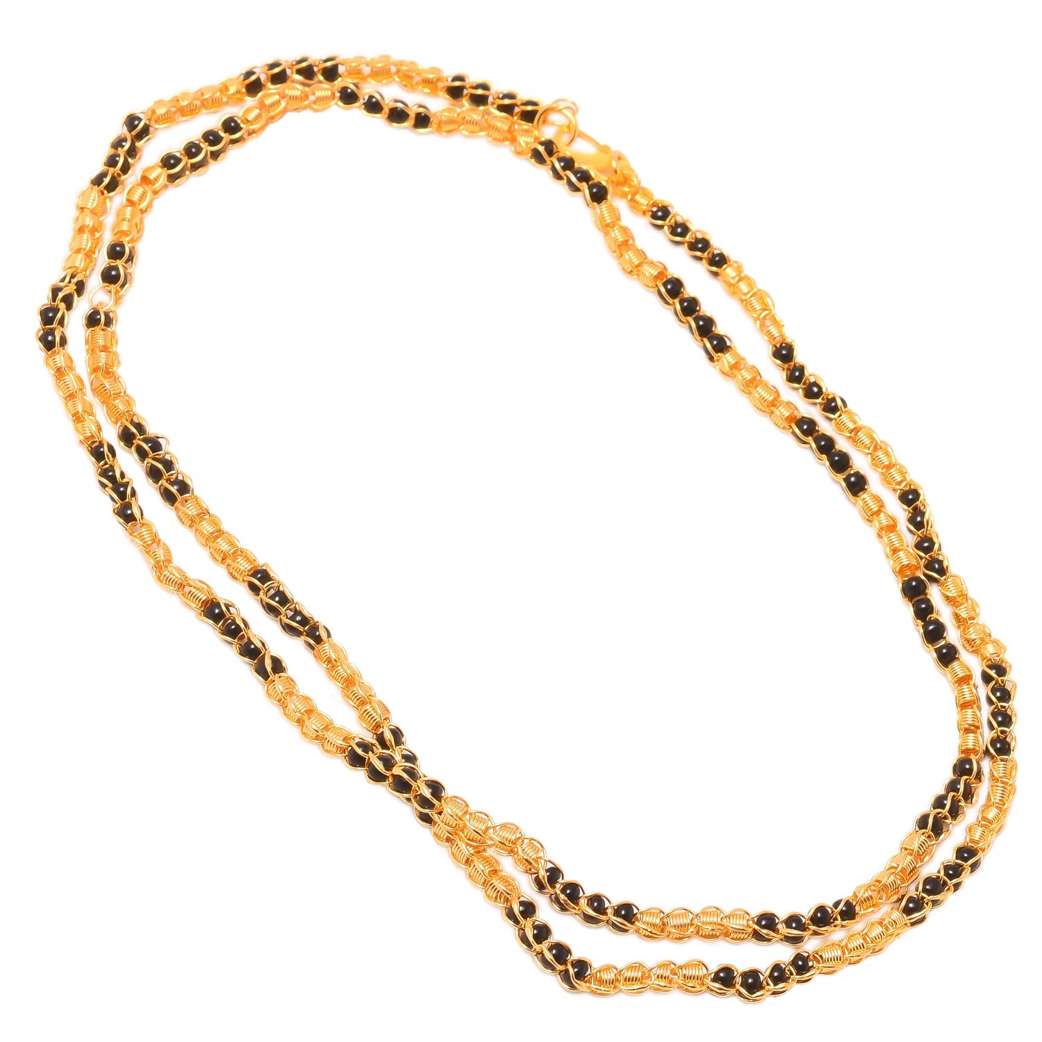 Jewar Mandigolden Chain Necklace for women and men (Black and Golden), Medium, Brass, No Gemstone