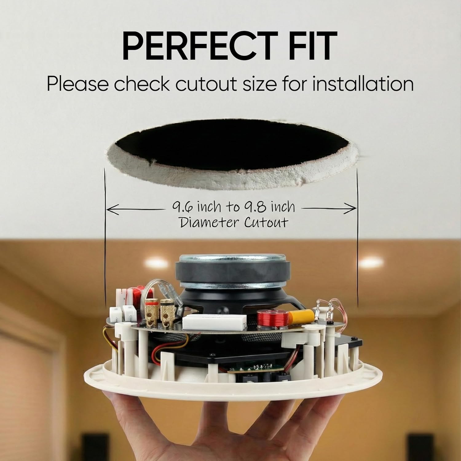 Micca Reference Series R-8C 2-Way in Ceiling in Wall Speaker, 8 Inch Woofer, 1-Inch Pivoting Aluminum Dome Tweeter, Tone Controls, 9.5-Inch Cutout Diameter, Each, White - Image 2