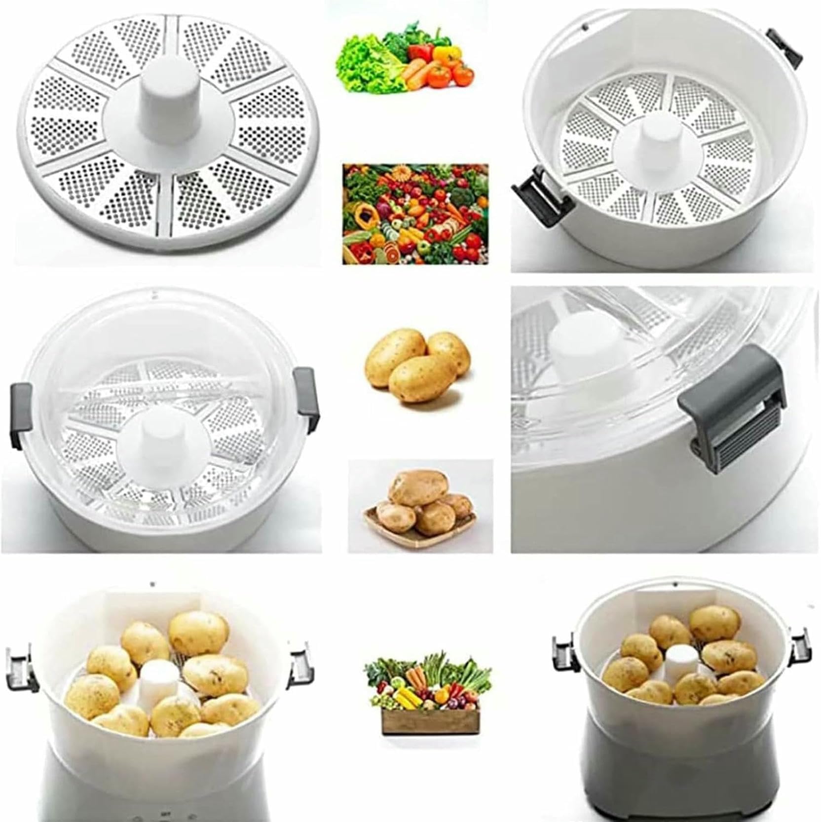 Máquina peladora de patatas, Pelador de patatas automático, pelador verduras eléctrico, giratorio, cocina