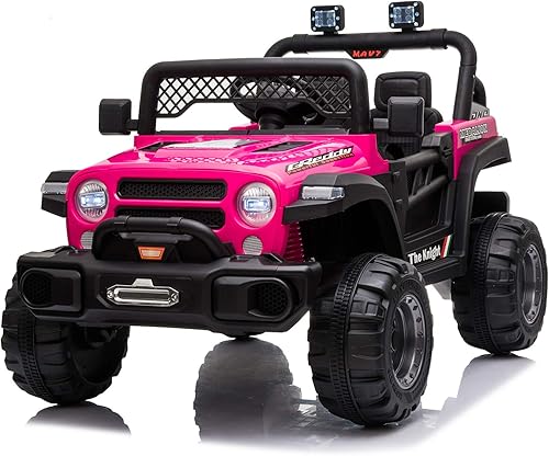 Camión de paseo de 12 V, vehículo eléctrico de doble accionamiento, vehículos todoterreno motorizados para niños pequeños con control remoto de 2.4