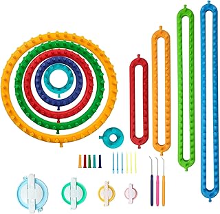 Knitting Loom Craft Kit - Long Knitting Loom and Round Knitting Loom - Include Hook Needle, Pompom Maker (6 Round Loom&4 Long Loom)