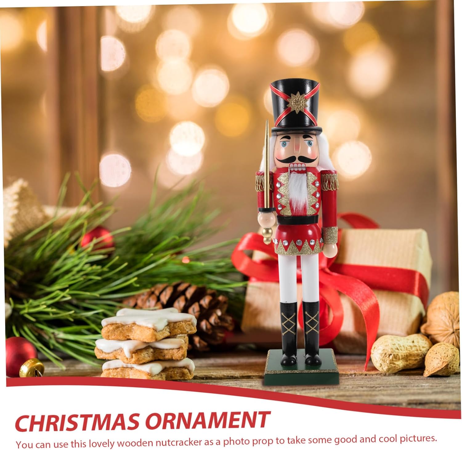 Wooden Nutcracker Soldier Decoration Red Desktop Xmas Nutcracker Puppet Figure Christmas Festival for Holiday Home Decor