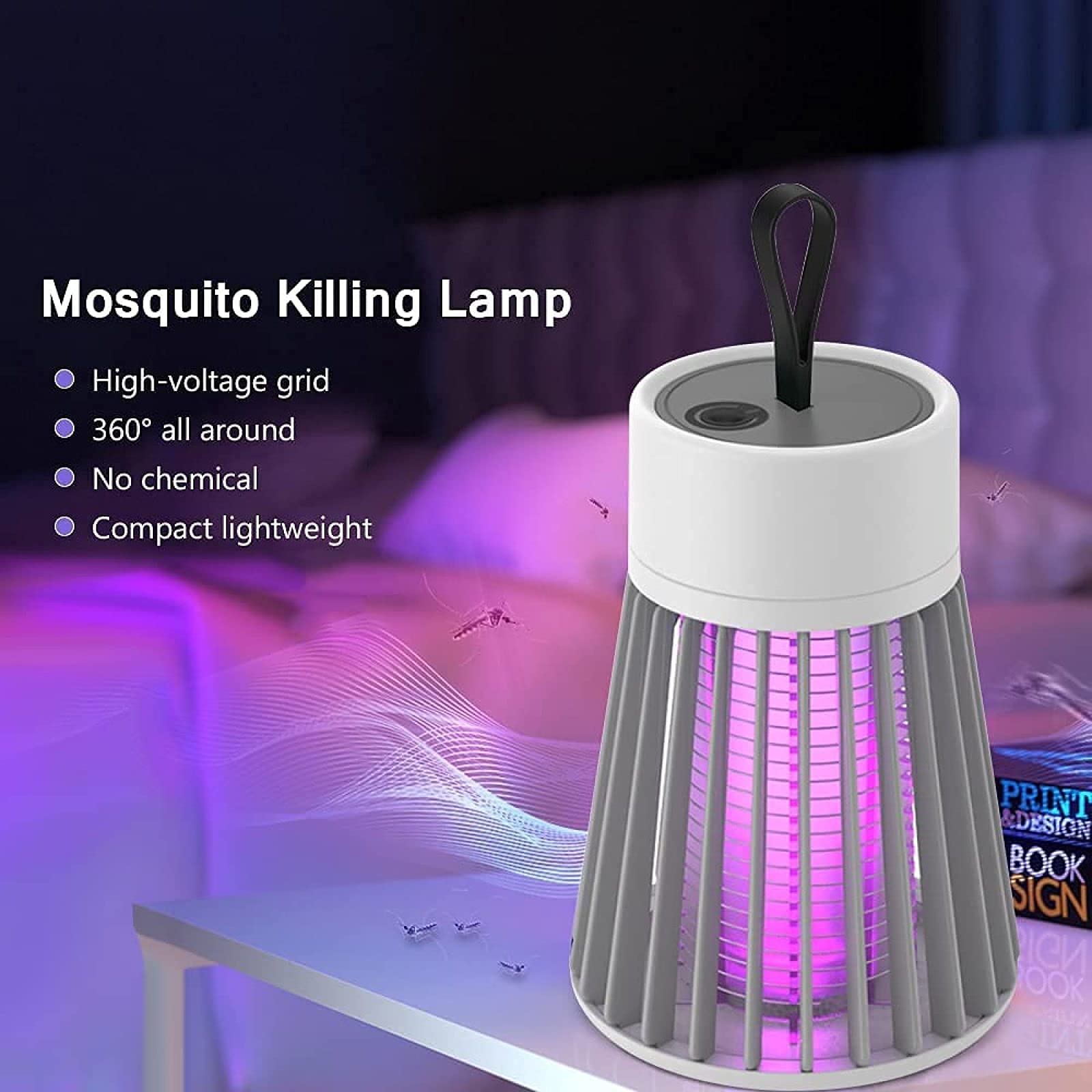 Trappola per zanzare Lampada repellente per zanzare portatile Lampade elettriche repellenti per zanzare Alimentatore USB Trappola elettronica, ricaricabile tramite USB (Usbrechargeable)