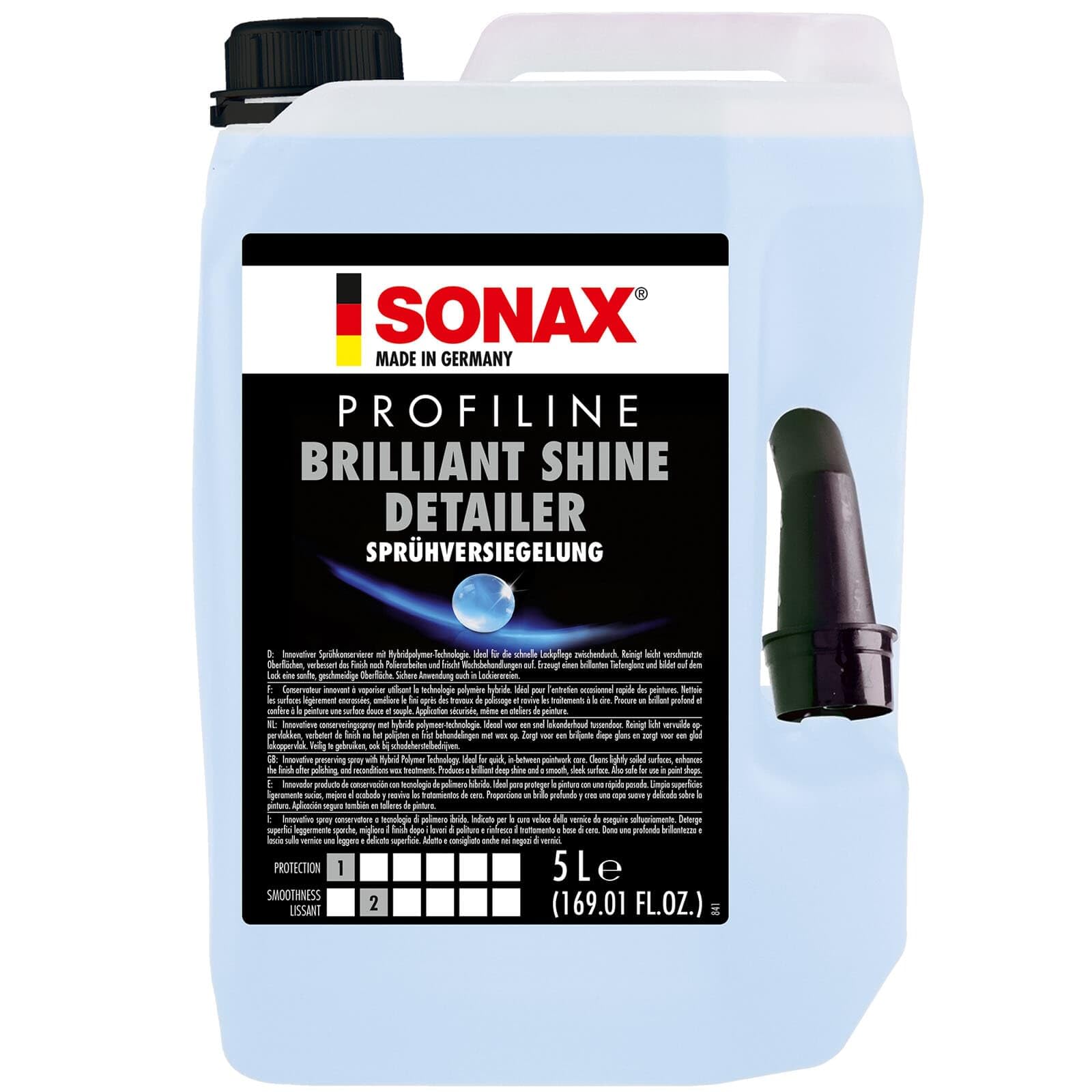 SONAX PROFILINE BrilliantShine Detailer (5 litros) conservante y potenciador de Brillo para el Acabado de Pintura más rápido | N.° 02875000