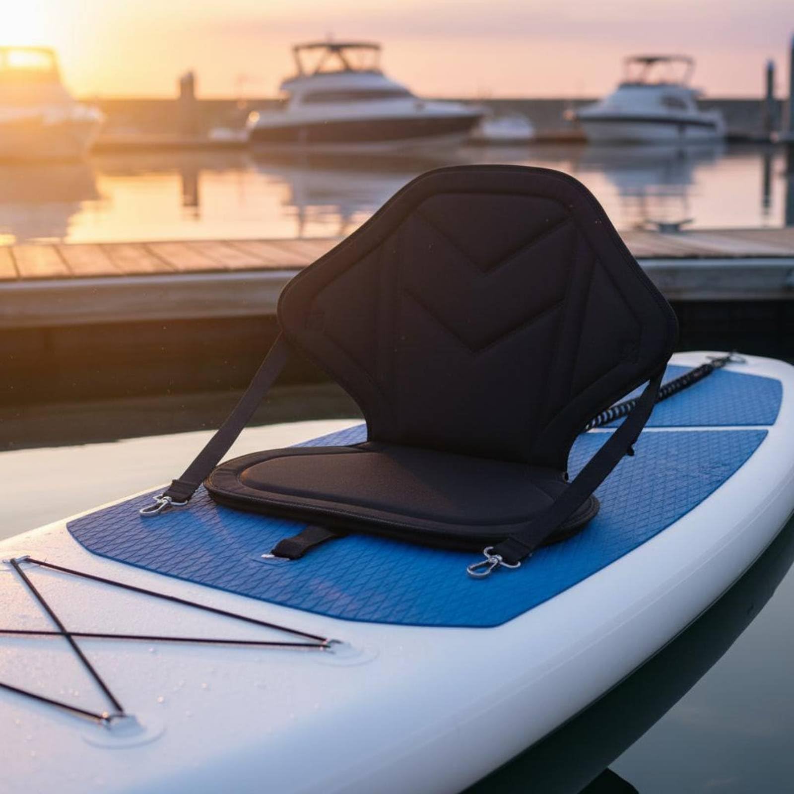 Asiento Kayak para Barco Deportivo con Soporte Lumbar Ergonómico Superficie Cómoda Instalación Ajustable Usado en Pesca y Navegación, con Bolsa+4 Correas