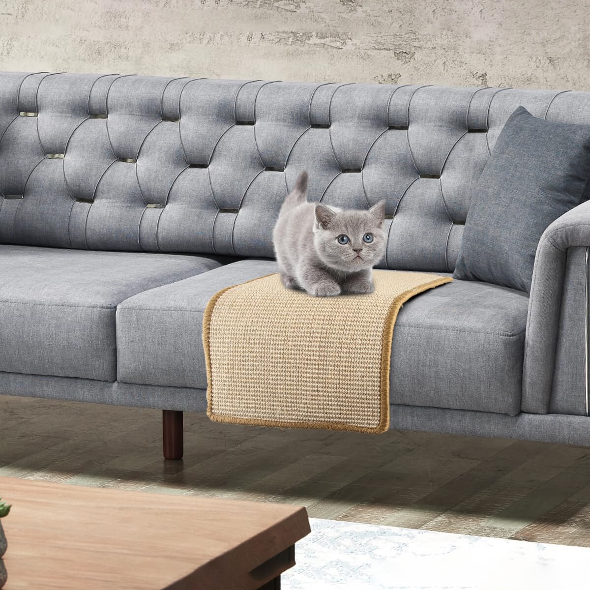 Tappetini Tiragraffi Per Gatti - 2 Pezzi In Sisal 25x50cm Grigio Con Base Antiscivolo - Foto 7