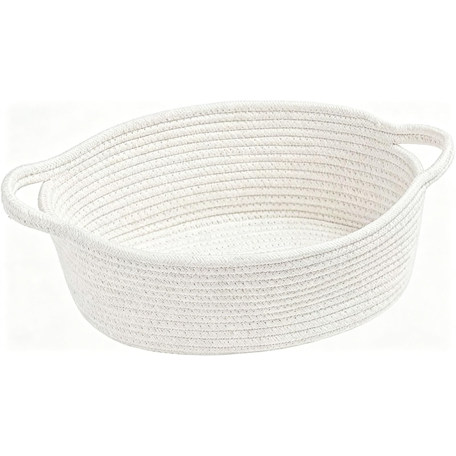 Woven Basket with Handle, Cotton Rope Basket for Organizing, Versatile Gift Basket for Home, Toys, Towels & Daily Storage 30 * 20 * 12cm