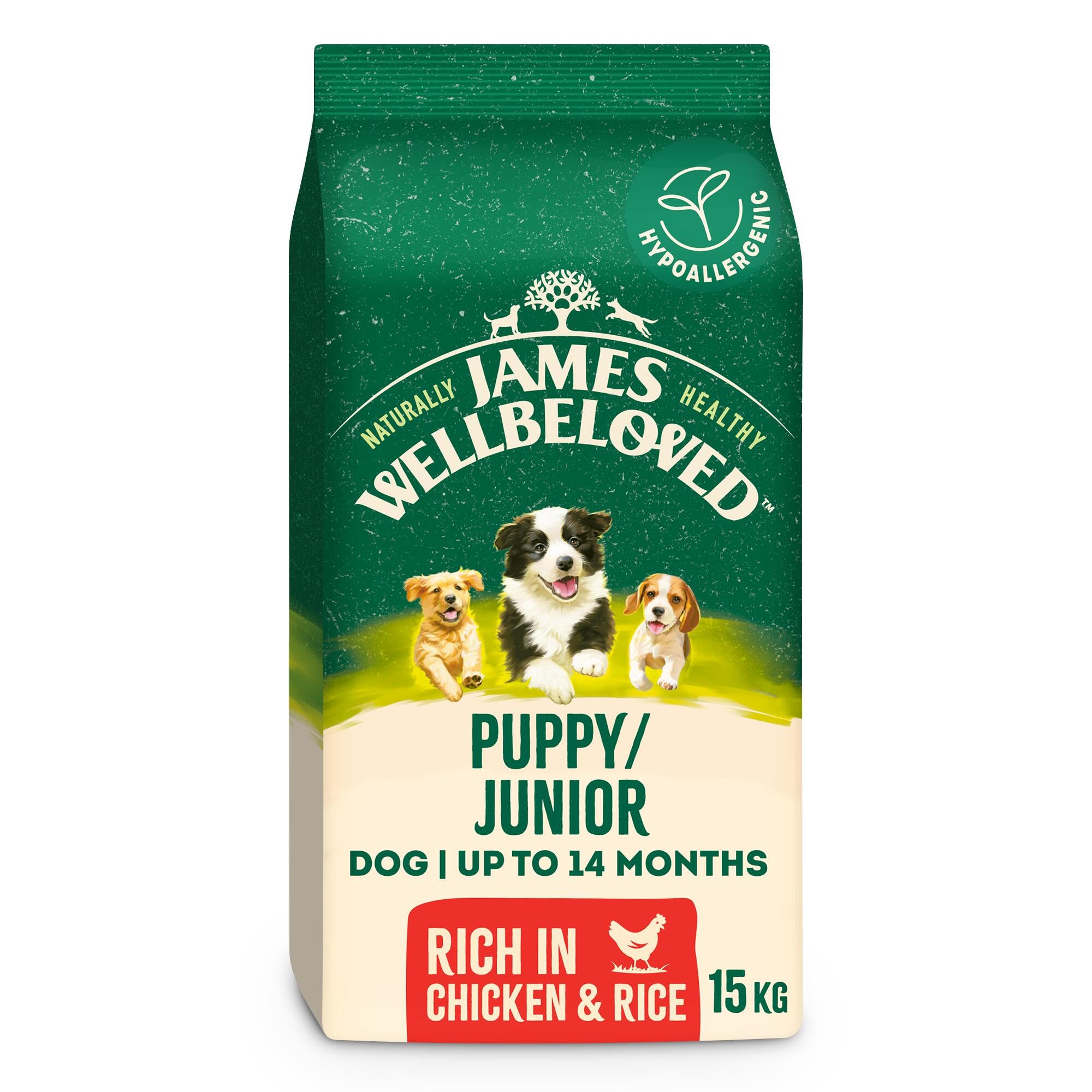 James Wellbeloved Puppy and Junior Dog Food with Chicken and Rice 15kg