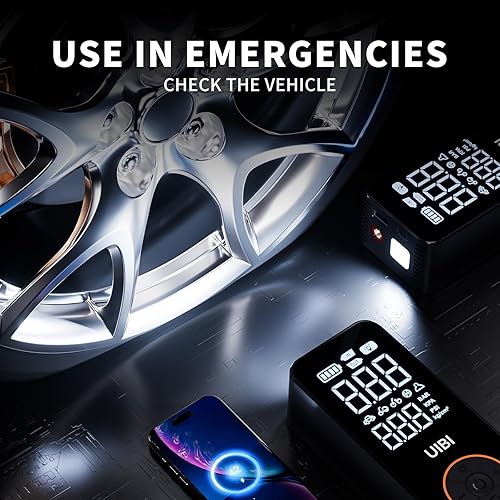 Miniatura 6 de UIBI Inflador de neumáticos inalámbrico, compresor de aire portátil, bomba de aire para neumáticos de automóvil de 150 PSI de doble potencia,