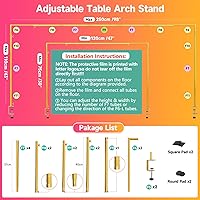 Vista 2 de Soporte de Barra Sobre la Mesa con Abrazaderas Ajustable 47"-98" de Longitud 30"-43" de Altura Soporte de Arco de Mesa Dorado Colgante