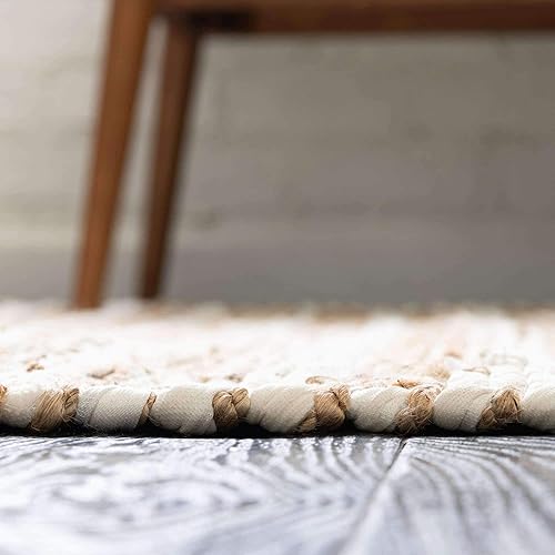 Miniatura 4 de Unique Loom Chindi Jute Collection - Alfombra rectangular de 5 pies 1 pulgada x 8 pies, color blanco y natural