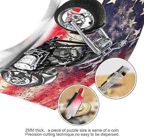 Miniatura 3 de Rompecabezas de motocicleta y bandera estadounidense, rompecabezas de 500 o 1000 piezas, con letras en la parte posterior, rompecabezas para adultos