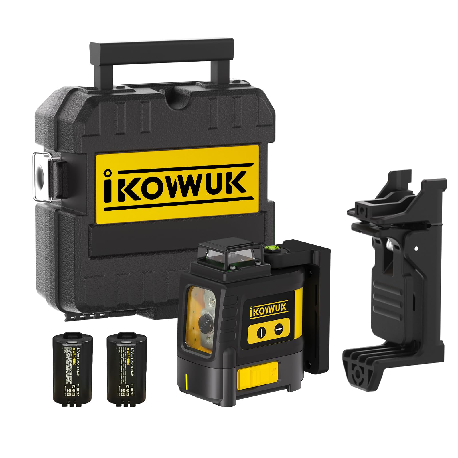 IKOVWUK 360° Self Leveling Laser Level, Green Cross Line Laser for Picture Hanging and Construction, 180° Magnetic Bracket & Ceiling Bracket, 2 * 1200 mAh Rechargble Battery, Hard Carrying Case