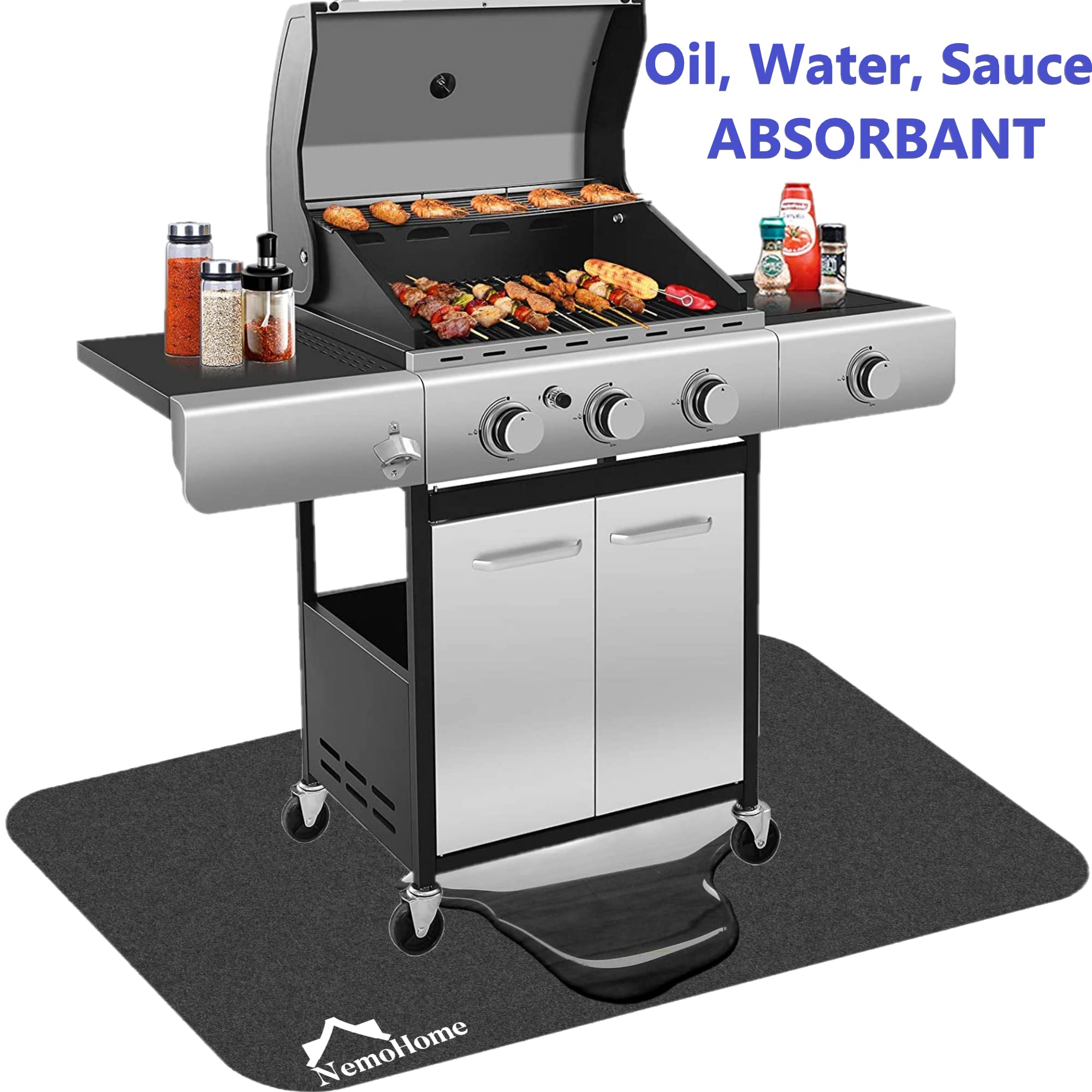 Amazon.com: Grill Mats for Outdoor Grill Deck, Protect Floor Patio from  Grease Splatter and Messes Under Barbeque Mat : Patio, Lawn & Garden