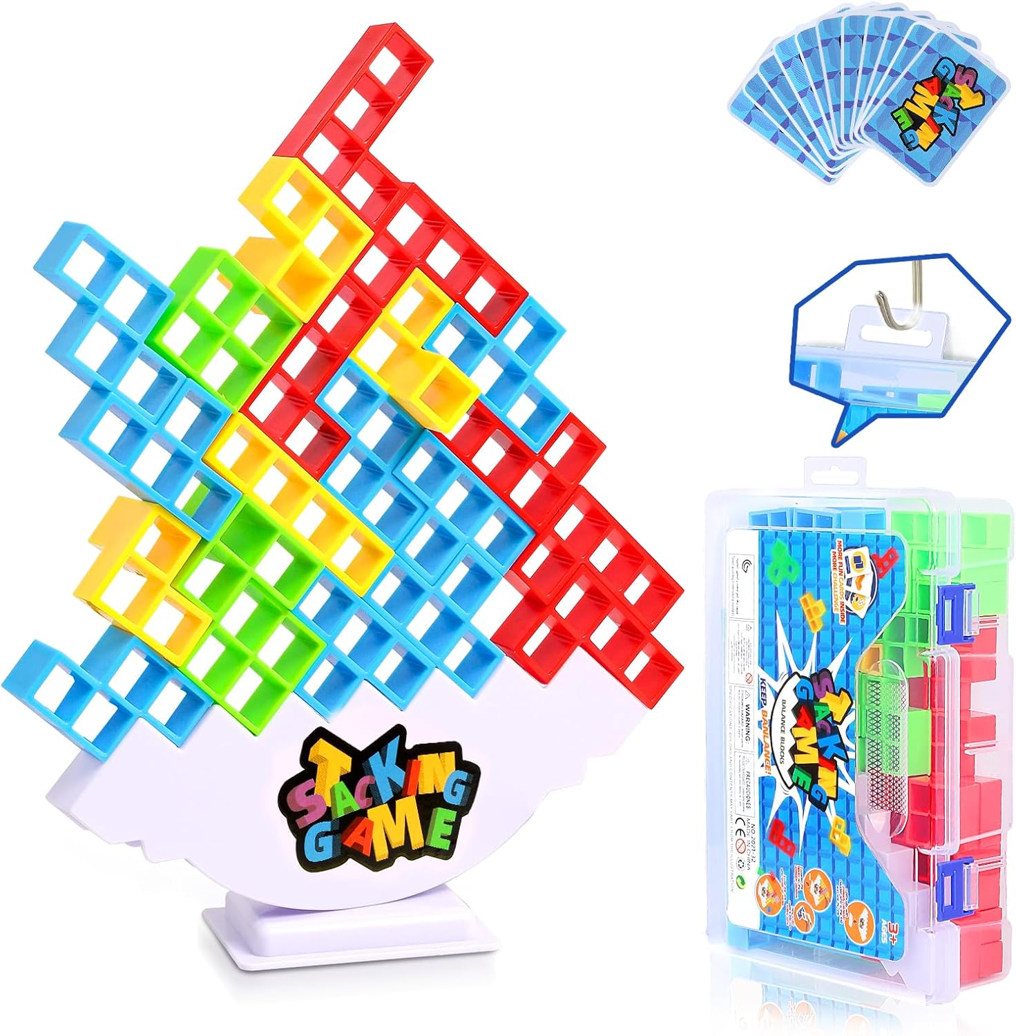 BBnote 48 PCS Tetra Tower Game for Adult & Kids, Stack Attack Board