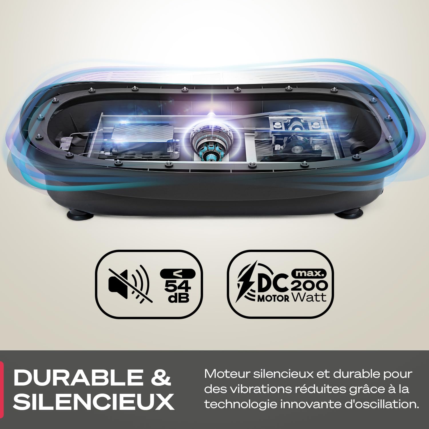 Plateforme Vibrante VP250 avec Un Design élégant | Combustion des Graisses et développement Musculaire | Moteur Silencieux | 7+1 programmes d'entraînement, y Compris Option Yoga | avec Bluetoot