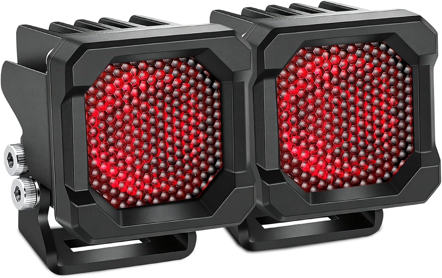 LED Pods Red, Nirider 2PCS 50W 2 Inch Flood Off Road LED Light Pods Backup Running Lights Square Brake Lights Hunting Lights Warning Lights Chase Lights for Truck Pickup Jeep SXS UTV ATV Tractor