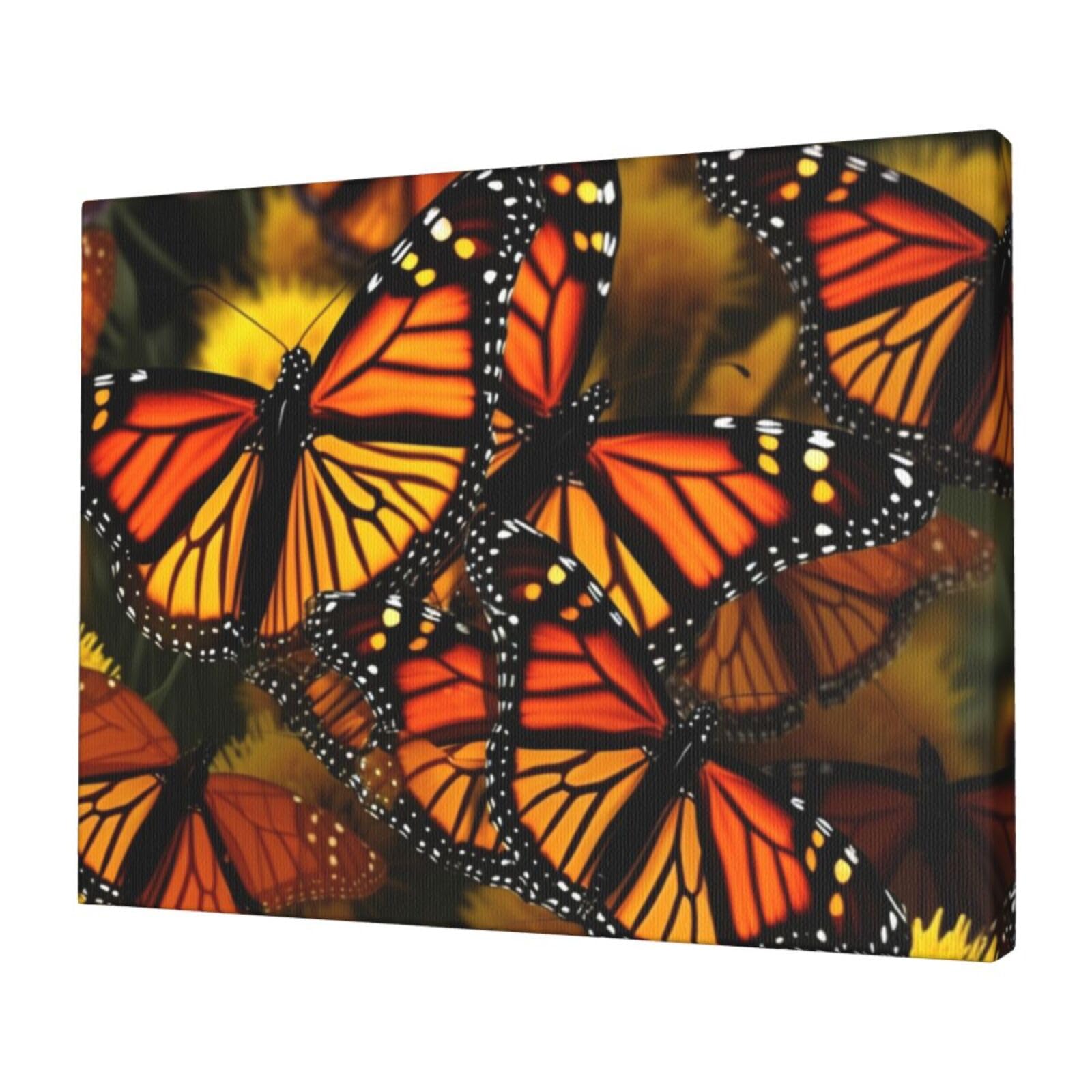 KLOPH Monarch Butterflies Canvas Wall Art for Living Room 12"x16" Modern Artwork Painting for Bathroom Hanging Canvas Prints Aesthetic Wallart for Bedroom Kitchen Office Wall Decor