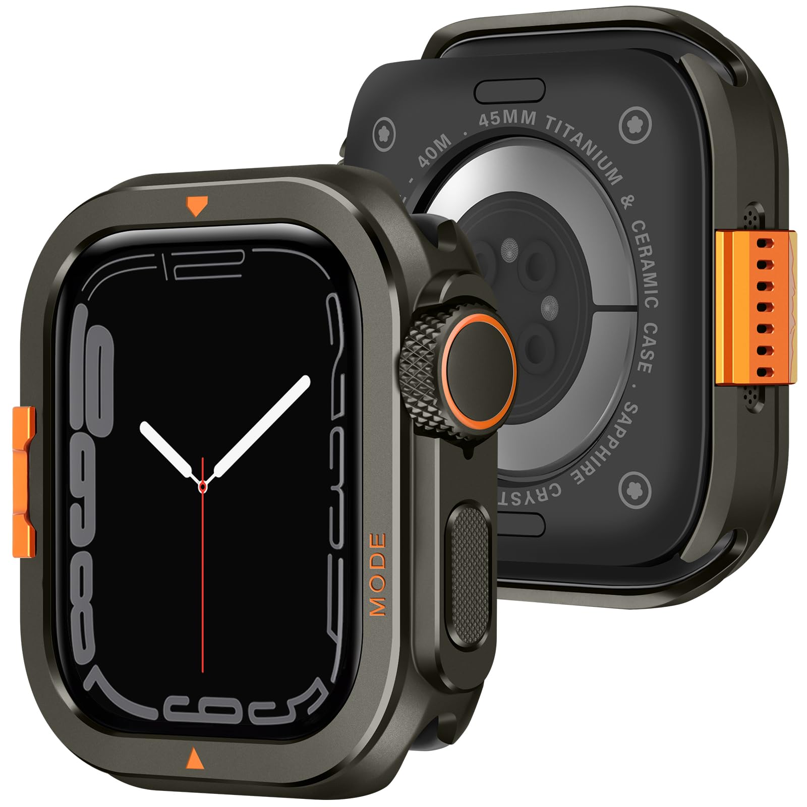 Amizee Metal Case Compatible with Apple Watch Series 9/8/7 45mm Case with Back Cover, Rugged Protective Bumper Cover for iWatch 45mm, Graphite