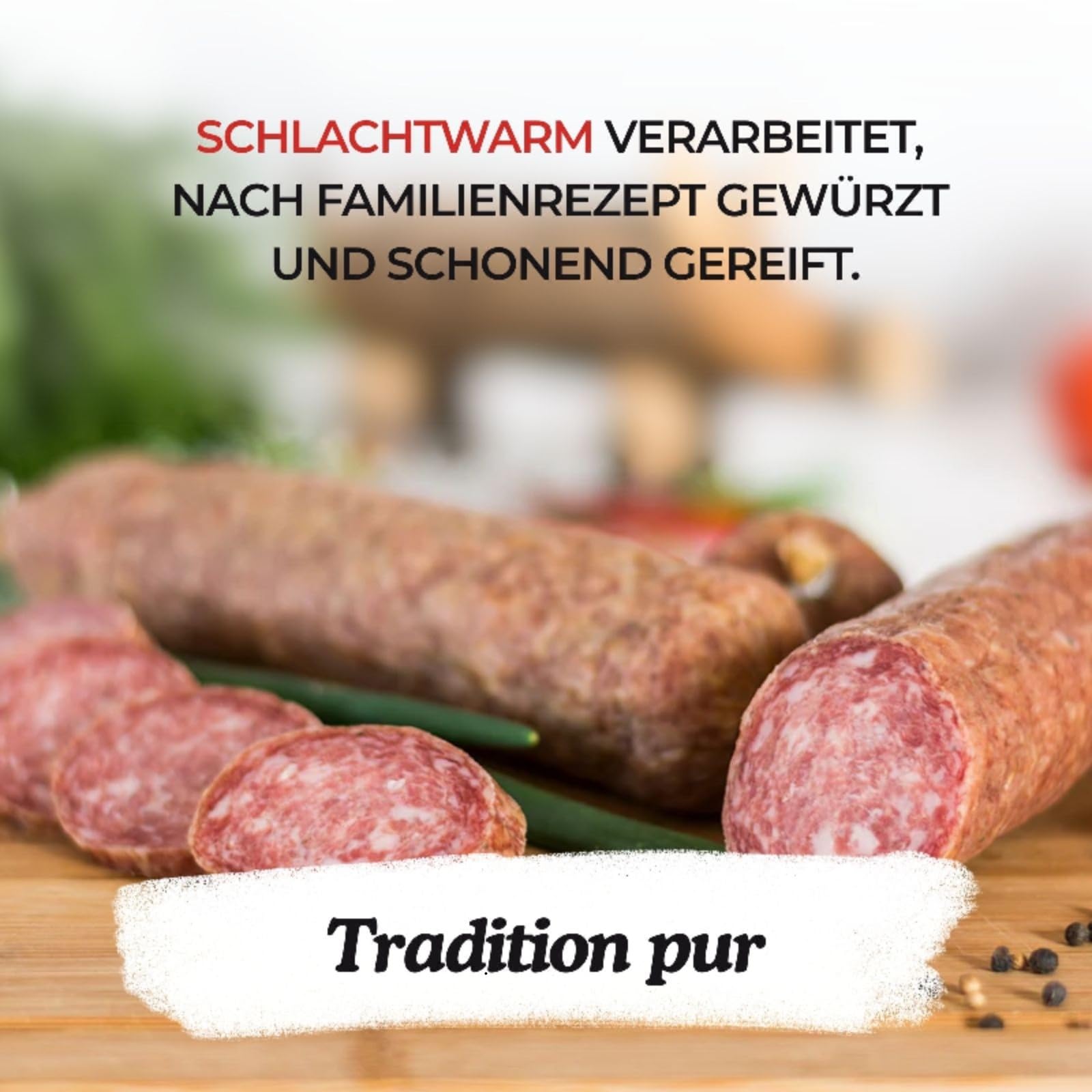 Original Eichsfelder Feldgieker I Fleischerei Weber I Regionale Spezialität I Schlachtwarm verarbeitet I Eigene Schlachtung I Naturgewürze I Luftgetrocknet I ca. 3 Monate gereift (1200g)