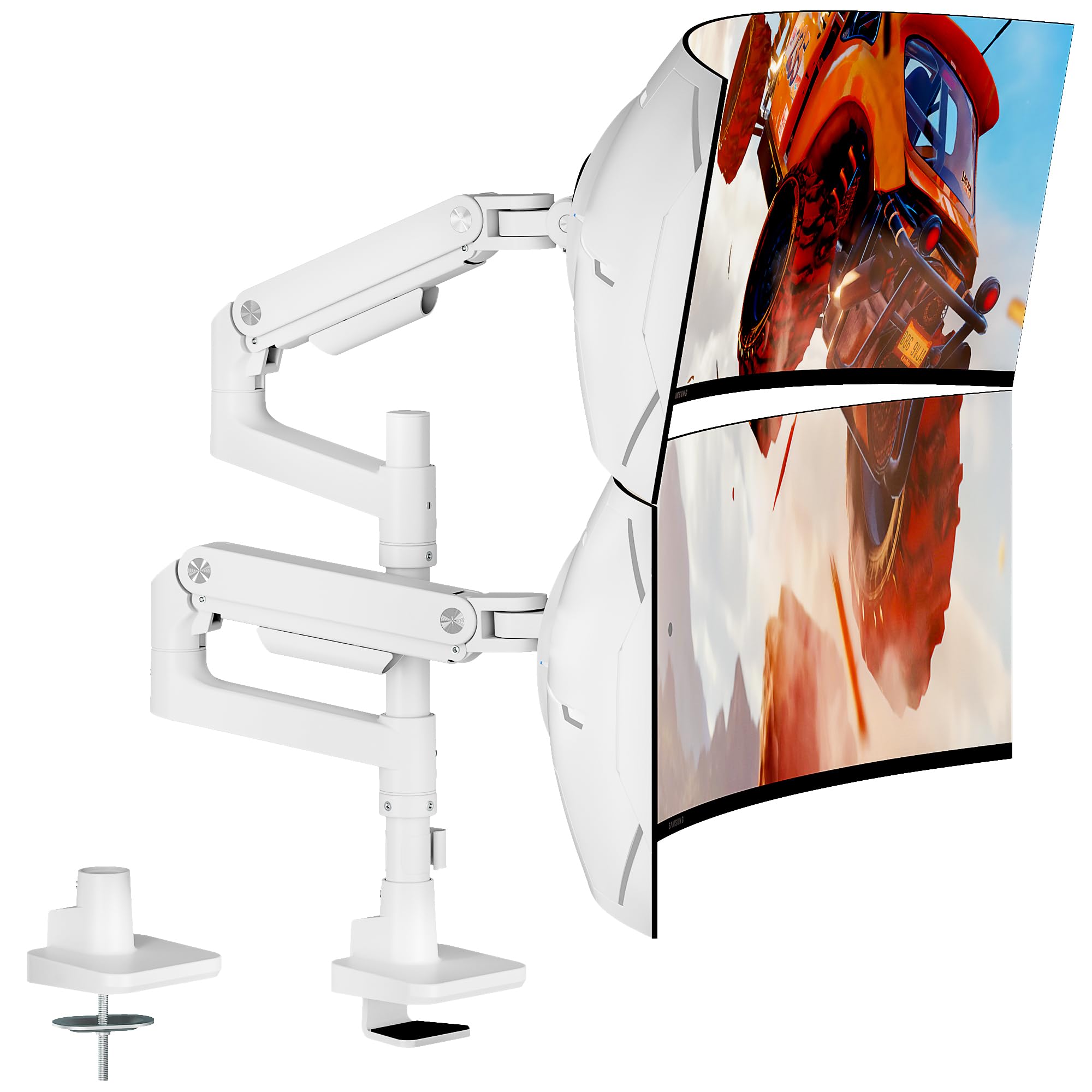 【新品・未使用】ARES WING デュアルモニターアーム ロングポール 白 Amazon.co.jp: ARES WING モニターアーム デュアル 17~49インチ対応 耐