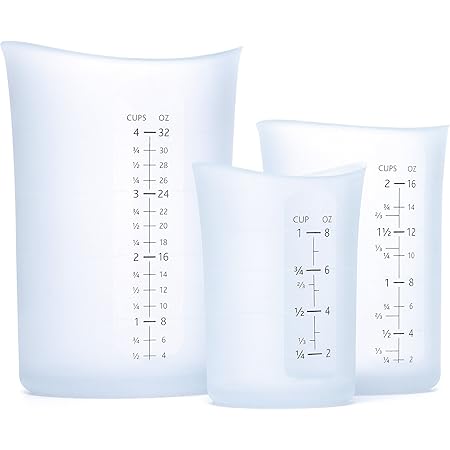 iSi Basics Measuring Set of 3 Silicone Flexible Mesauring Cup, Translucent