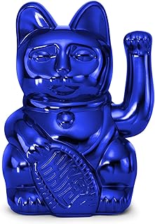DONKEY Lucky Cat Cosmic Edition Earth Shiny Blue | Winkekatze, Maneki Neko, 15 cm, in Geschenkverpackung