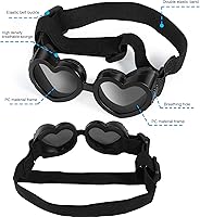 Vista 2 de Gafas de sol para perros de raza pequeña, protección UV con correa ajustable, gafas en forma de corazón para impermeables, resistentes al viento