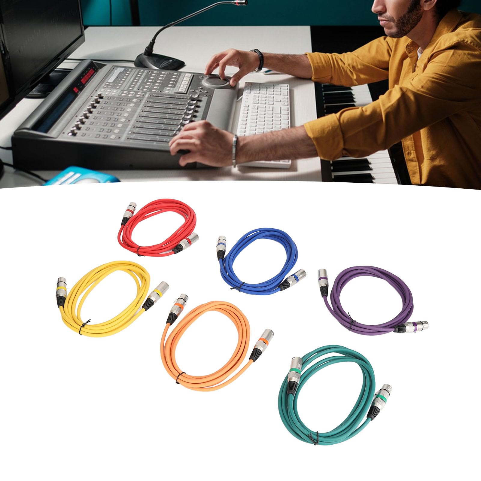 Tissting Cavo Per Microfono Xlr Maschio A Femmina 6 Pezzi, Schermatura A Doppio Strato 10 Piedi Cavo Per Microfono Xlr Anti-Interferenza Forte Per Mixer Microfono