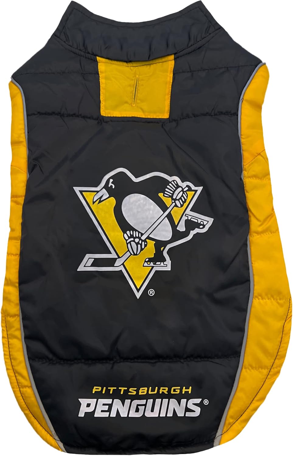 Pets First NHL Pittsburgh Penguins Puffer Vest for Dogs & Cats, Size Large. Warm, Cozy, and Waterproof Dog Coat, for Small and Large Dogs/Cats. Best NHL Licensed PET Warming Sports Jacket