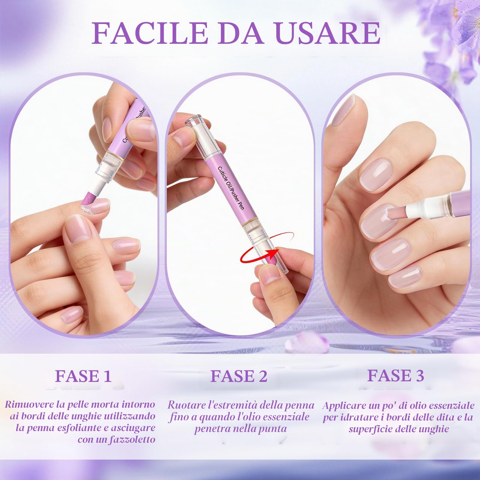 Penna a olio per cuticole, 2026, con punta in ceramica, 2 in 1, per la cura delle unghie, idratante e spintore per unghie secche, idrata le cuticole, promuove la lucentezza e la levigatezza delle