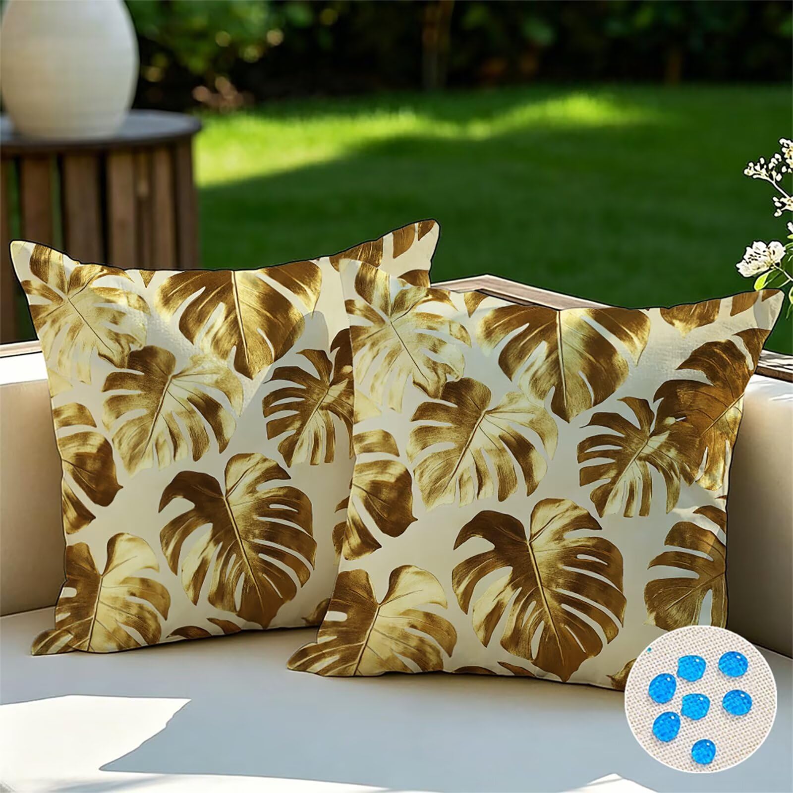 Federe Cuscini Divano 65x65 cm Oro Cuscino Divano Velluto Decorativo Set da 2, con Cerniera Foglia Cuscini da Esterno Impermeabili Federa Cuscino per Divani Camera de Letto Soggiorno Auto dj-758