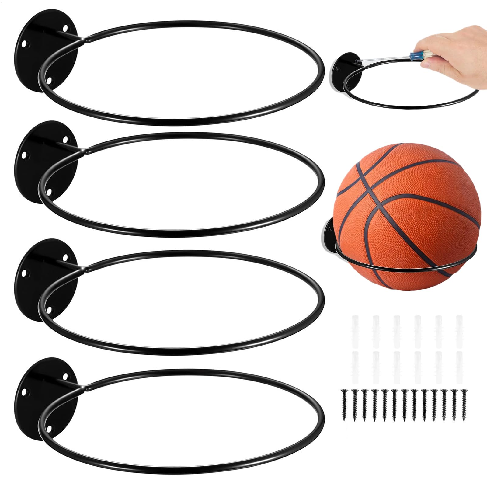 Support mural pour ballon football et basket - Rangement de sport pour chambre