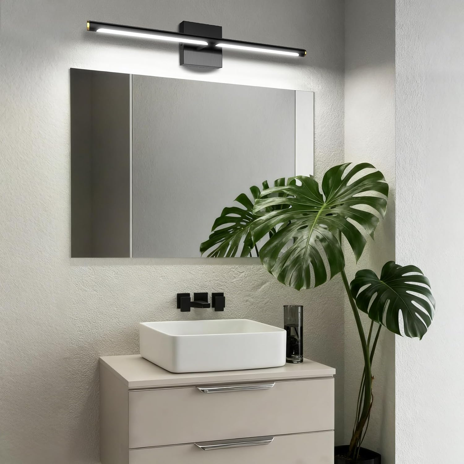 Modern Bathroom Vanity Light 40 inch, 22W Dimmable 6CCT Led Bathroom Light Fixture Over Mirror, Black Bar Vanity Light for Mirror FCC Certificated