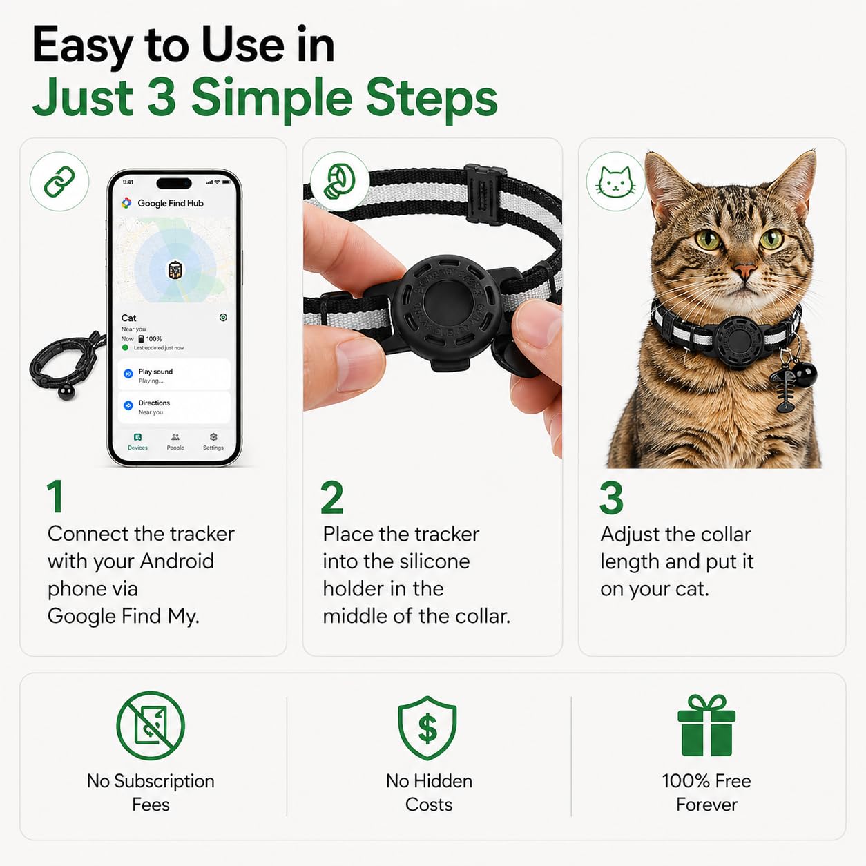 GPS Collar for Cats (Android Only) Smart tag,Pet Tracker,Waterproof Compatible with Google Find My,No Monthly Fee,Tracking Solution Smart Collar for Pet Safety,Small Large Cats (GPS Tracker for cat) - image 8