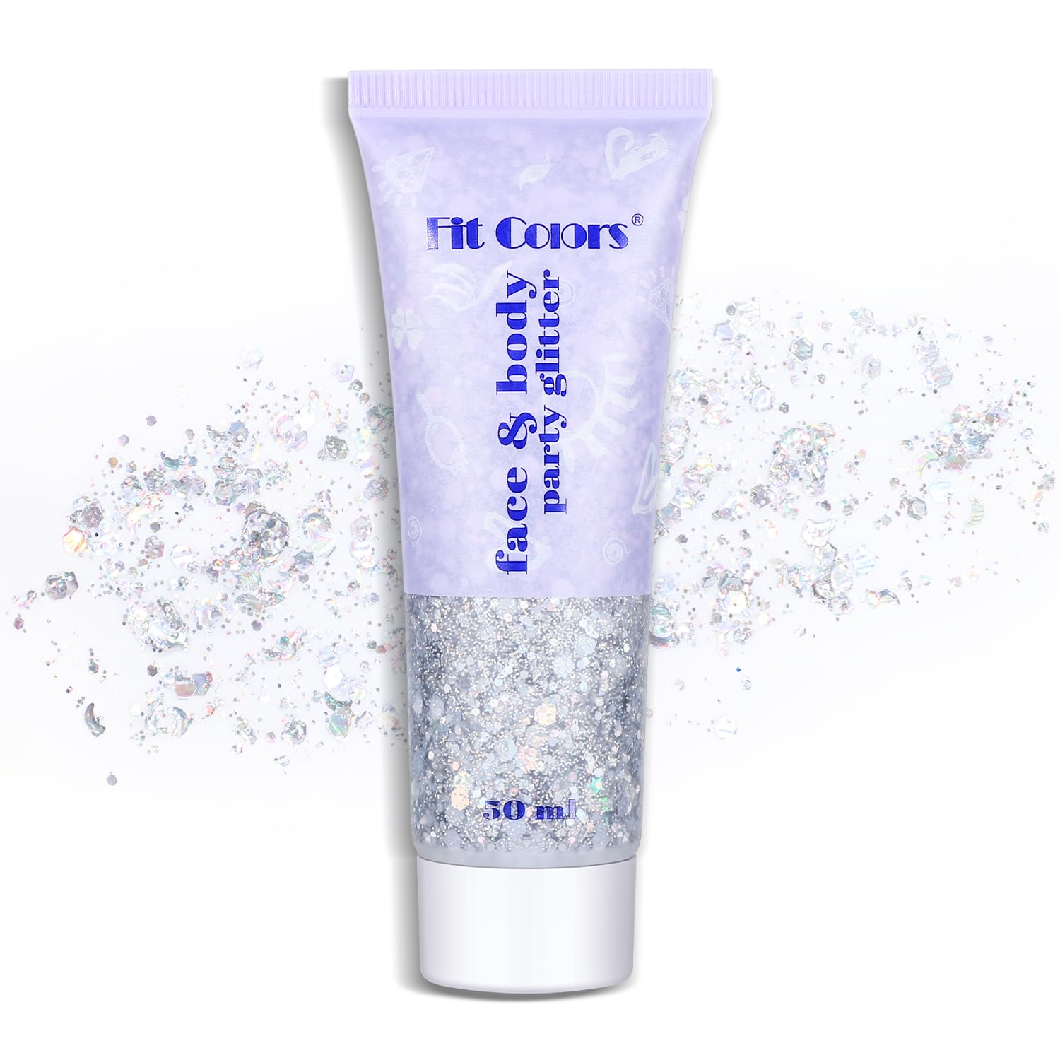 Long Lasting Silver Body Glitter Holographic Sparkling Cosmetic Grade Chunky Glitter for Face Hair (Silver)