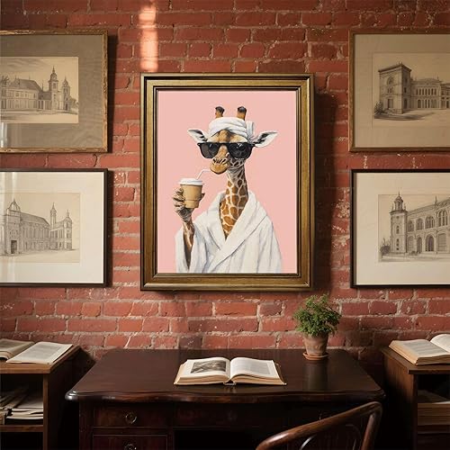 Miniatura 5 de Framed Giraffe with Sunglasses Poster Canvas Print Art, Modern Wall Art Painting Pictures, Cute and Funny Wall Decor, Home Decor, Decoration, Living