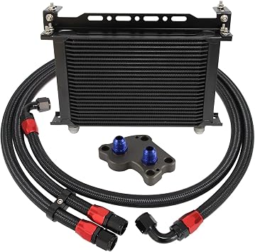 25 Row Oil Cooler Kit, AN10 Transmission Engine Cooler Stacked Plate for BMW MINI COOPER S Supercharger R50 R52 R53 1.6L Engine 2002-2006