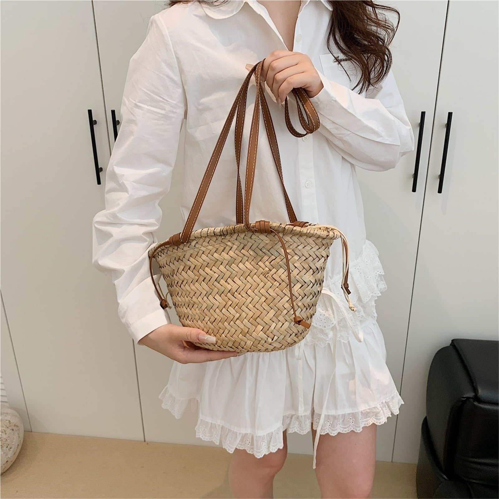 bolso mujer verano Bolsos de paja for mujer, bolsas mensajero hombro a la moda for, bolso playa tejido grande informal for